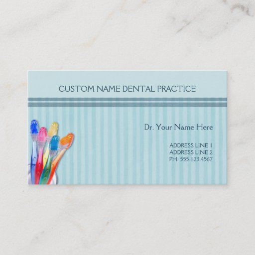 Customizable Dental Practice Toothbrush Stripes Business Cards