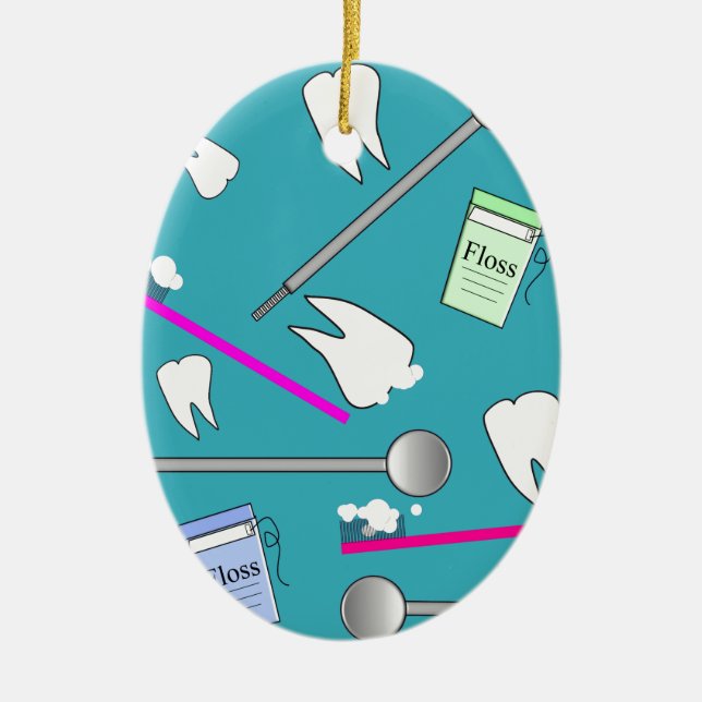 Dental Profession Tools Design Ceramic Ornament (Front)