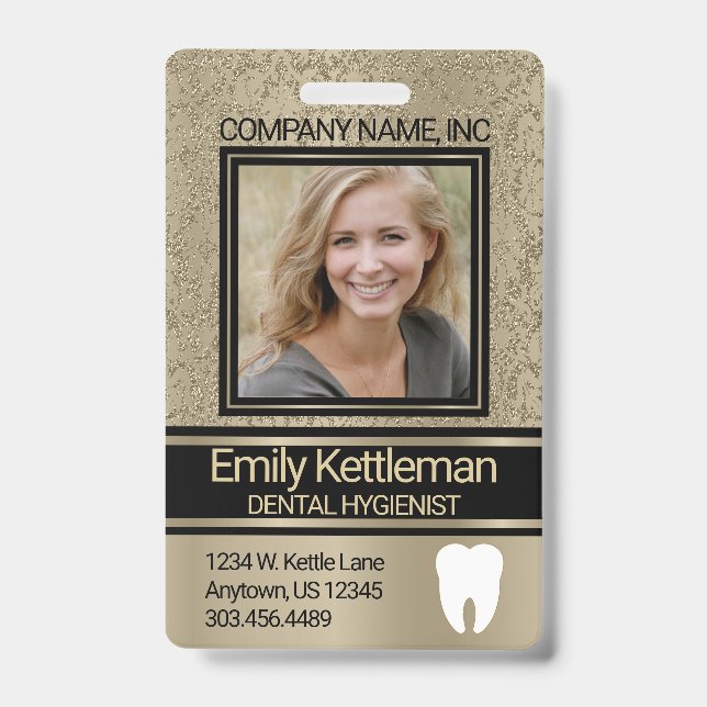 Dental Professional Photo Badge - Gold (Front)