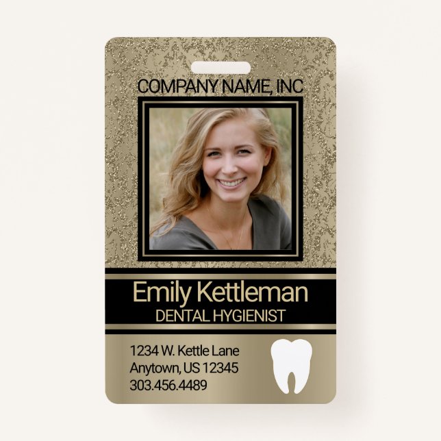 Dental Professional Photo Badge - Gold (Front)