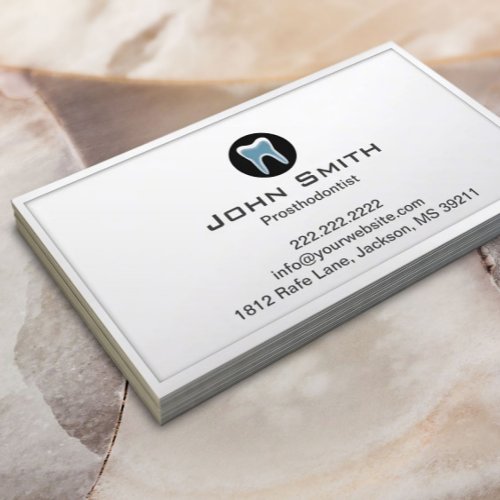 Simple White Border Prosthodontist Business Card