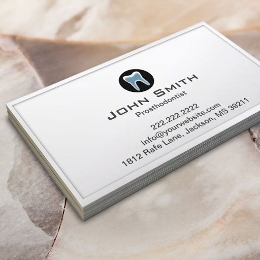 Customizable Simple White Border Prosthodontist Business Card