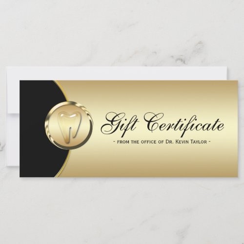 Dental Rack Card Gift Certificate Gold Black