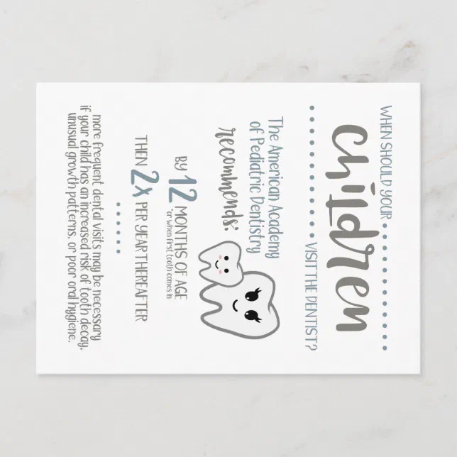 Dental Recall Cards Pediatric Dental Card Postcard Zazzle