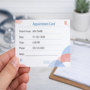 Dental Reminder Cards for Clinic Appointments