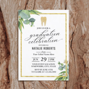 Dental School Botanical Foliage Dentist Graduation Invitation