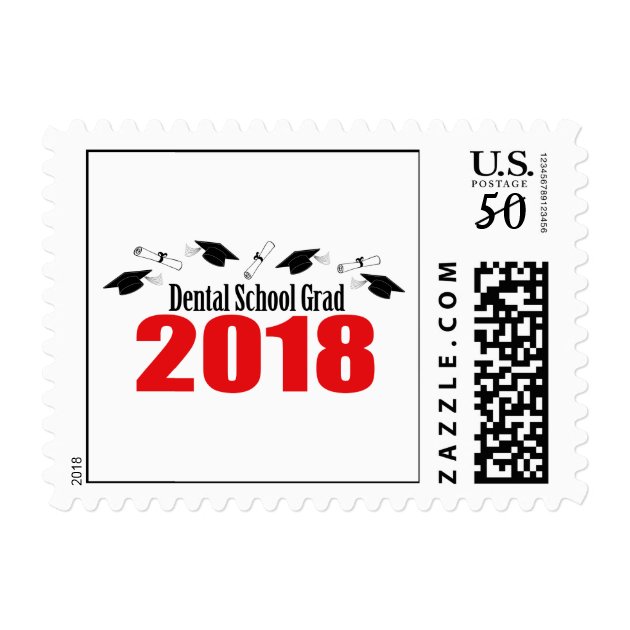 Dental School Grad 2018 Caps And Diplomas (Red) Postage