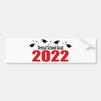 Dental School Grad 2022 Caps And Diplomas (red) Bumper Sticker by LushLaundry at Zazzle