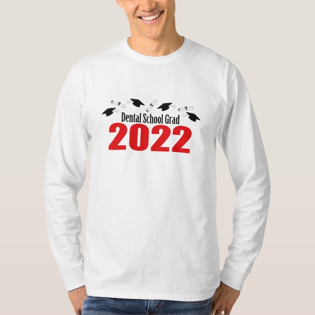 Dental School Grad 2022 Caps And Diplomas (Red) T-Shirt (Front)