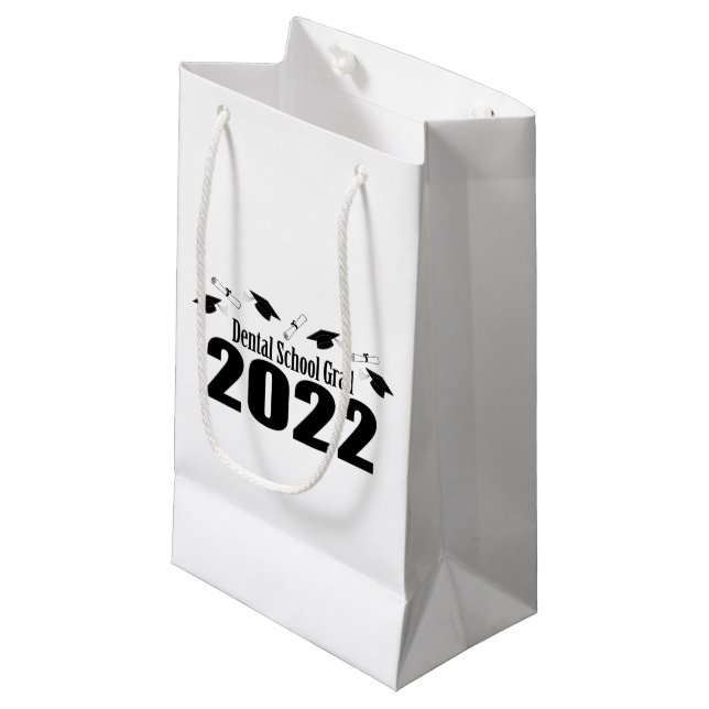 Dental School Grad 2022 Graduation (Black) Small Gift Bag (Front Angled)