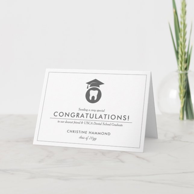 Dental School Graduate | Clean + Minimal Congrats Thank You Card (Front)