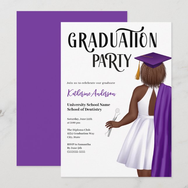 Dental School Graduation Party Invitation (Front/Back)