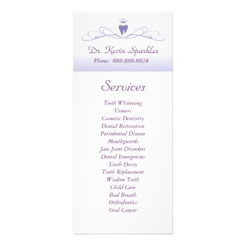 Dental Service Menu Brochure Purple Crown Tooth by DentalBusinessCards at Zazzle
