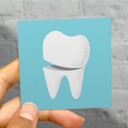 Customizable Dental Smiling Tooth Minimalist Dentist Square Business Card