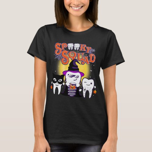 Dental Spooky Squad Season Halloween Pumpkin Ghost T_Shirt