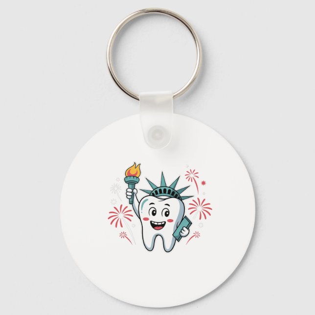 Dental Squad 4th Of July Dentist Funny American   Keychain (Front)