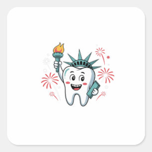 Dental Squad 4th Of July Dentist Funny American   Square Sticker