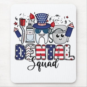Dental Squad Cute Dentist Hygienist 4th of July Mouse Pad
