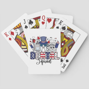 Dental Squad Cute Dentist Hygienist 4th of July Poker Cards