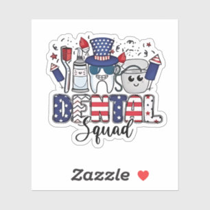 Dental Squad Cute Dentist Hygienist 4th of July Sticker