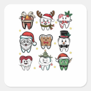 Dental Squad Dentist Christmas Holiday Xmas  Square Sticker