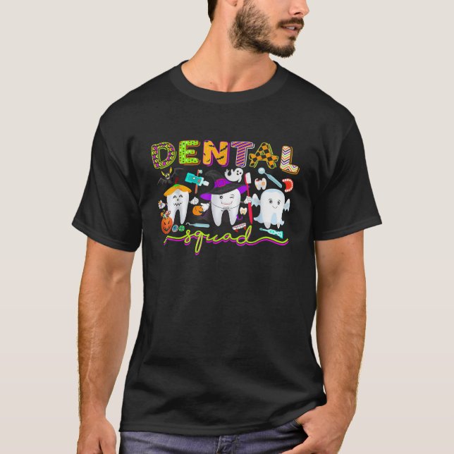 Dental Squad Dentist Witch Halloween Boos Crew Cos T-Shirt (Front)