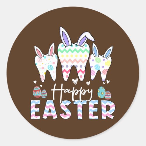 Dental Squad Easter Teeth Bunny Dentist Assistant Classic Round Sticker