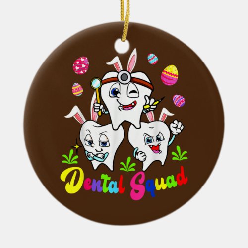 Dental Squad Funny Dentist Cute Bunny Tooth Ceramic Ornament