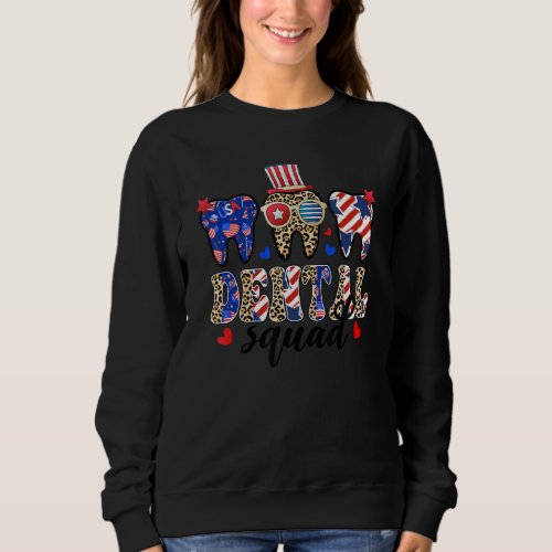 Dental Squad Leopard Tooth Usa Flag Hat Dentist 4t Sweatshirt