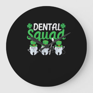 Dental Squad Leprechaun Teeth St Patricks Day Toot Large Clock