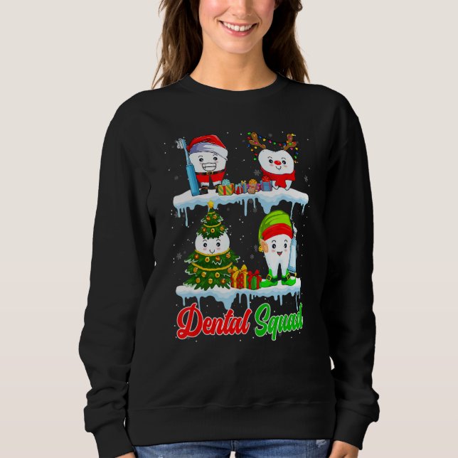Dental Squad Santa Elf Reindeer Christmas Tree Tee (Front)