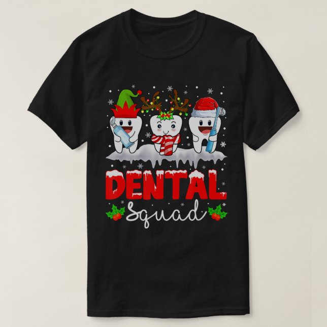 Dental Squad Teeth Santa Reindeer Christmas Men Wo T-Shirt (Design Front)