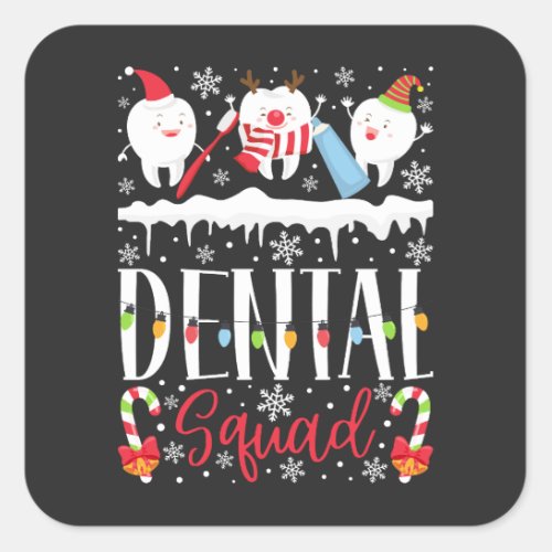 Dental Squad Teeth Toothbrush Square Sticker