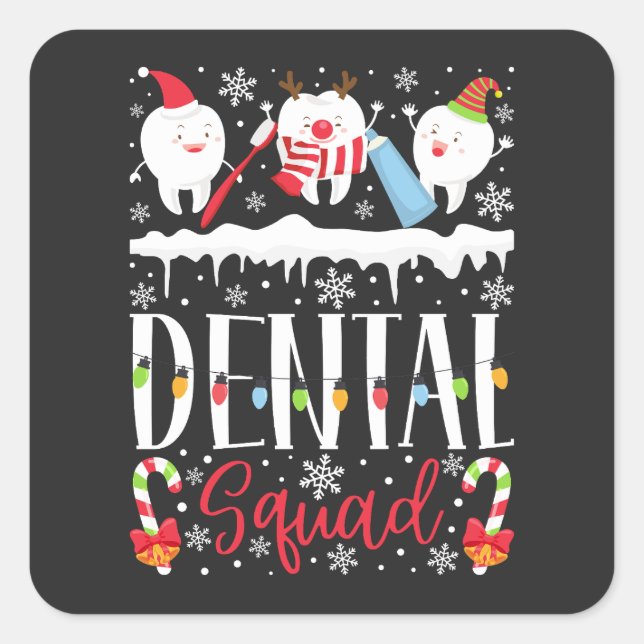 Dental Squad Teeth Toothbrush Square Sticker (Front)
