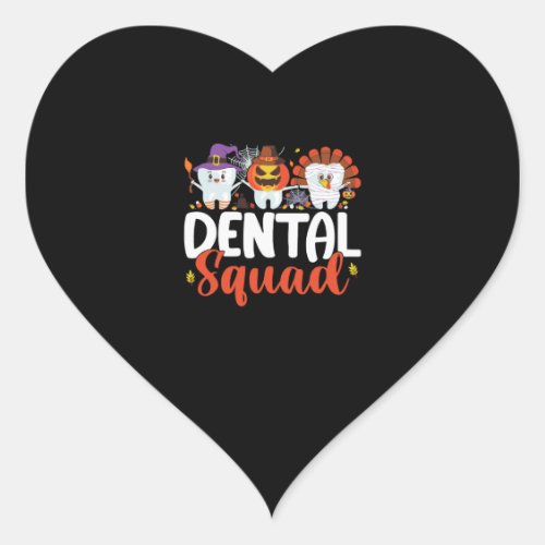 Dental Squad Tooth Dentist Thanksgiving Halloween Heart Sticker