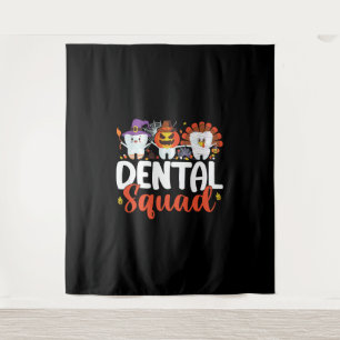 Dental Squad Tooth Dentist Thanksgiving Halloween Tapestry
