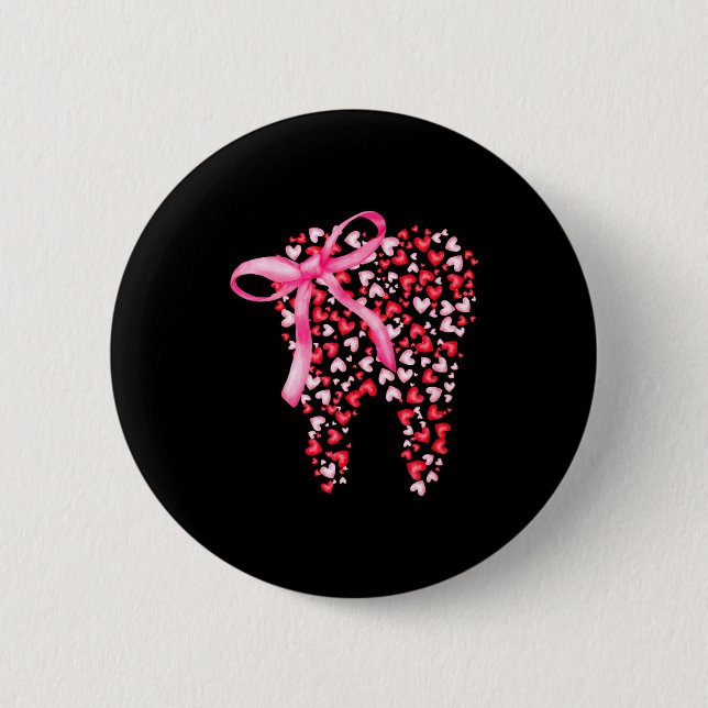 Dental Squad Valentines Cute Heart Teeth Dental Hy Button (Front)
