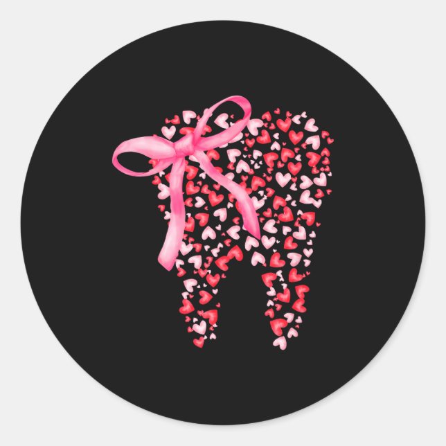 Dental Squad Valentines Cute Heart Teeth Dental Hy Classic Round Sticker (Front)