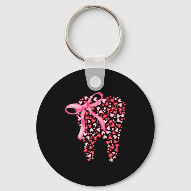 Dental Squad Valentines Cute Heart Teeth Dental Hy Keychain (Front)