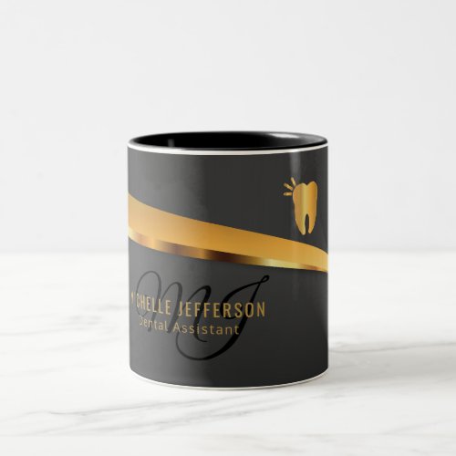 Dental Staff _ Black and Gold Two_Tone Coffee Mug