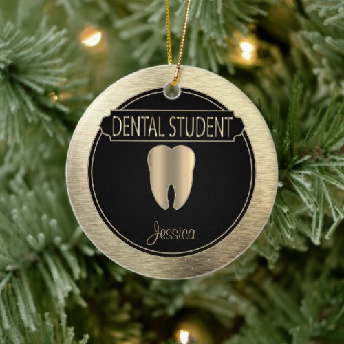 Dental  Student  _ Black and Gold Ceramic Ornament