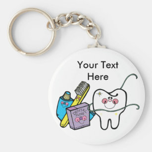Dental Teeth Tooth Dentist Key Fob / Fabric Key Chain 