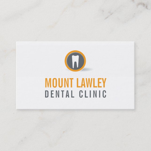 DENTAL SURGERY LOGO modern tooth orange gray Business Card (Front)
