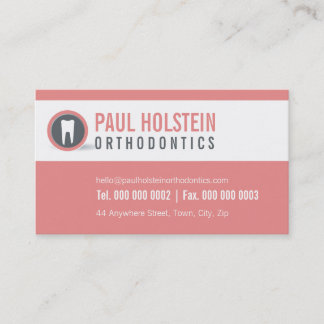 DENTAL SURGERY modern minimal tooth logo coral Business Card