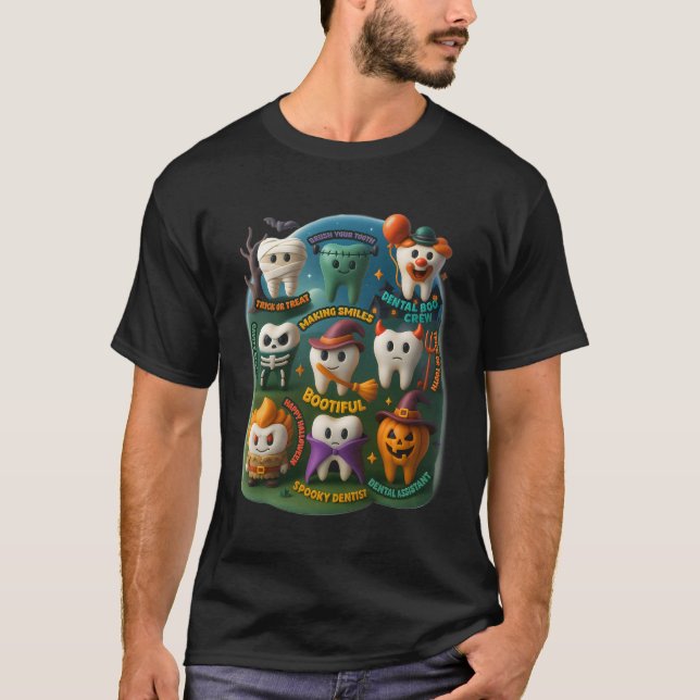 Dental Teeth Costume Halloween Dentist Hygienist O T-Shirt (Front)