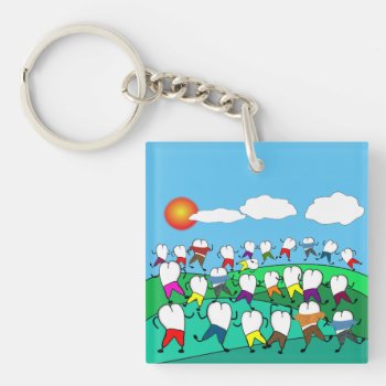 Dental Teeth People Blue Keychain by ProfessionalDesigns at Zazzle
