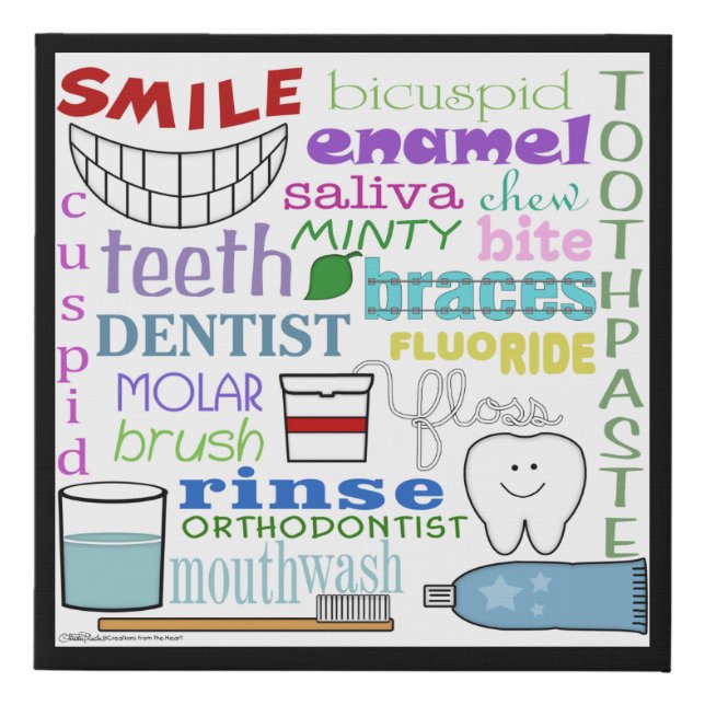 Dental Terms Subway Art Faux Canvas Print (Front)