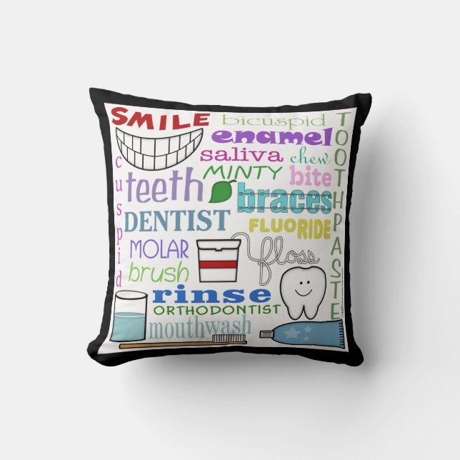 Dental Terms Subway Art Throw Pillow (Front)