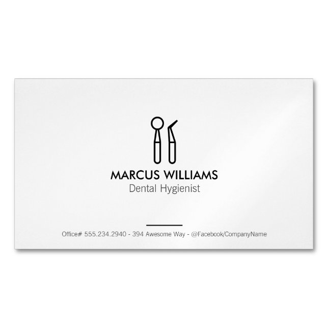 Dental Tools Business Card Magnet (Front)