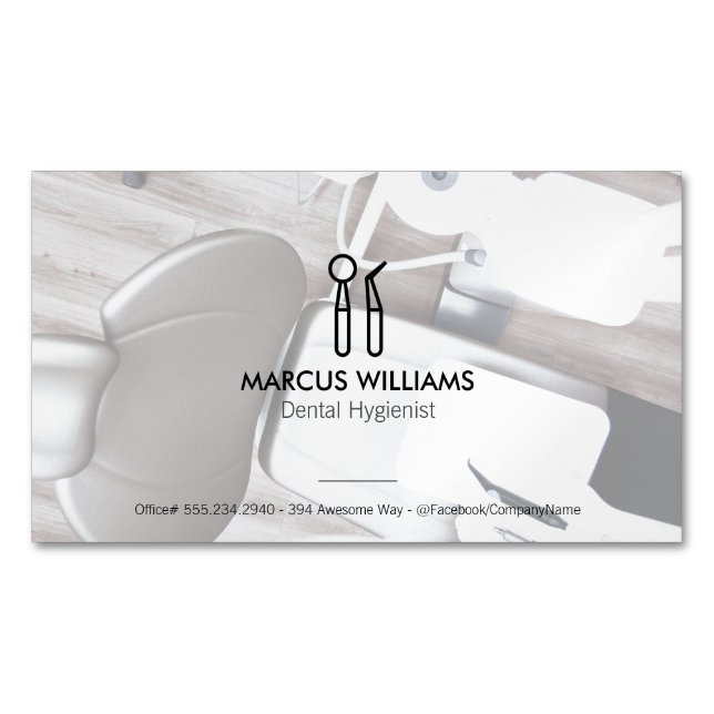 Dental Tools | Dentist Office Business Card Magnet (Front)